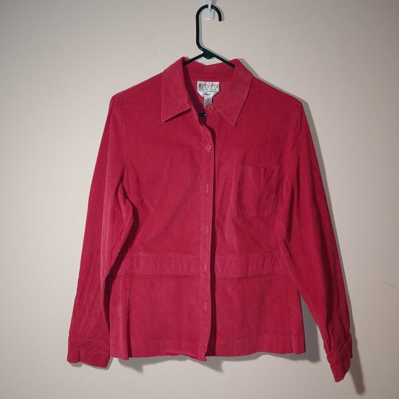 Talbots Collection Stretch Button Front Corduroy Jacket Size 16 Hot Pink Fuchsia - Picture 1 of 8